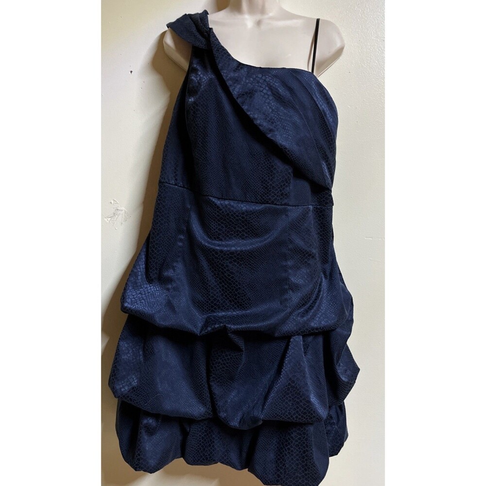 Torrid One Shoulder Balloon Dress Women's 24W Navy Leopard Print Tea Length